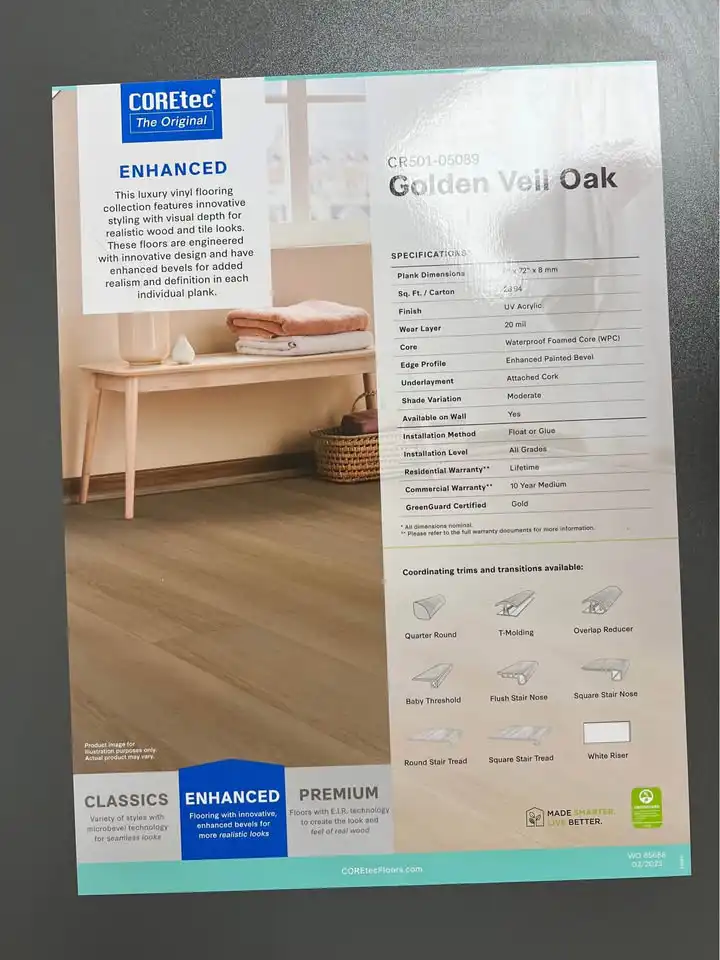 COREtec Golden Veil Oak Enhanced Luxury Vinyl 7