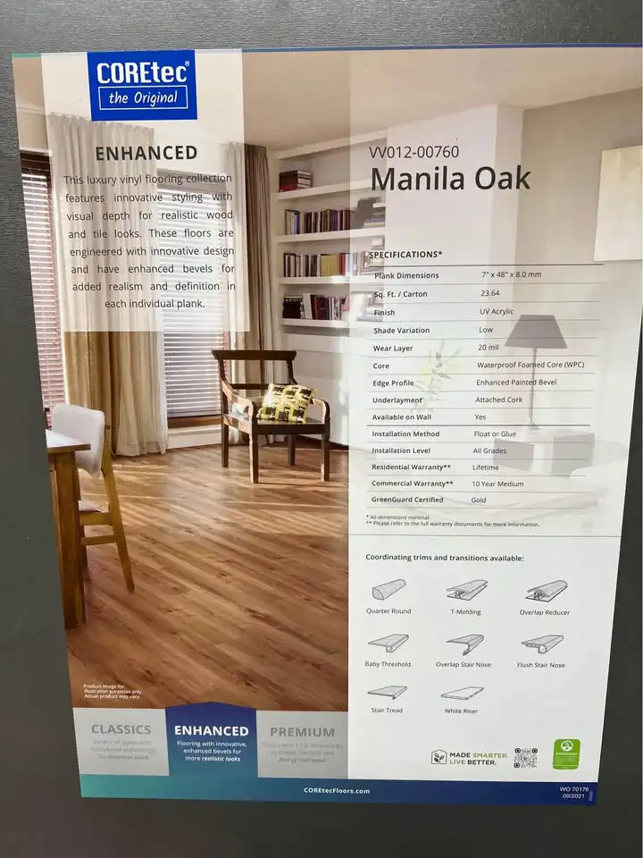 COREtec Manilla Oak Enhanced Luxury Vinyl 6